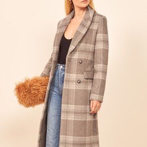 Reformation York Coat Brown Check
